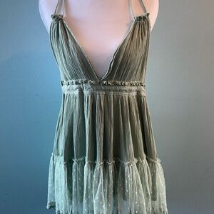 Green Halter Dress with Polka Dot Detail